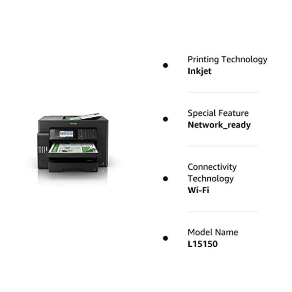 Epson EcoTank L15150 Print, Scan, Copy, Fax, ADF, Auto Duplex,WiFi,Network A3 Printer, Black, Medium - Image 5
