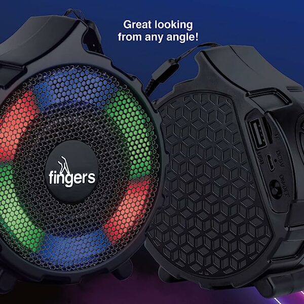FINGERS RGB-Gem Portable Speaker (RGB Lights with Immersive Sound | 8 Hours Playback | Bluetooth, FM Radio, USB, MicroSD) - Image 4