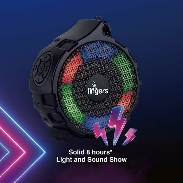 FINGERS RGB-Gem Portable Speaker (RGB Lights with Immersive Sound | 8 Hours Playback | Bluetooth, FM Radio, USB, MicroSD) - Image 6