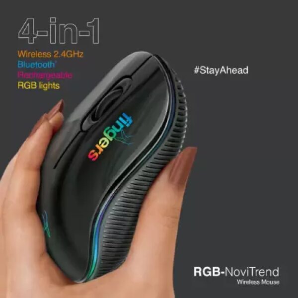 Fingers RGB-NoviTrend Wireless Optical Mouse with Bluetooth  (Piano Black) - Image 4