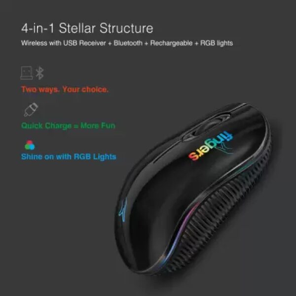 Fingers RGB-NoviTrend Wireless Optical Mouse with Bluetooth  (Piano Black) - Image 5