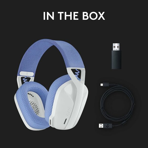 Logitech G435 Lightspeed and Bluetooth Wireless Over Ear Gaming Headphones - Lightweight with Dual mics, 18h Battery, Compatible with Dolby Atmos, PC, PS4, PS5, Mobile - White - Image 4