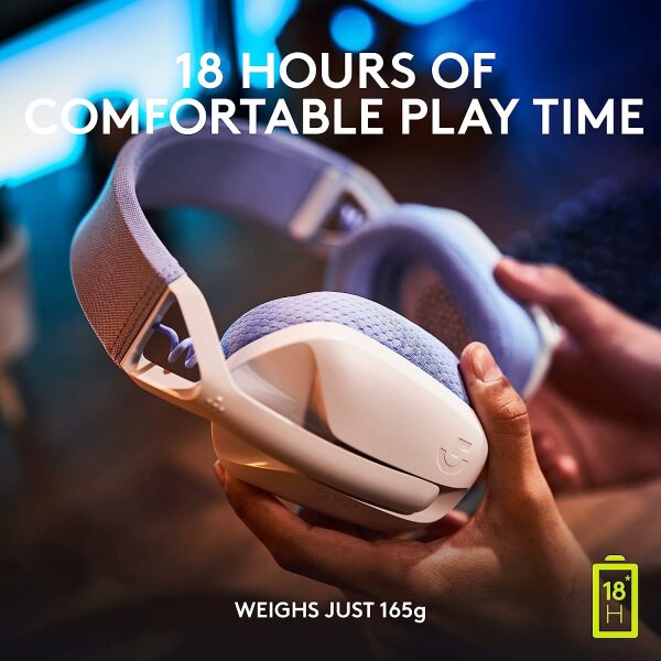 Logitech G435 Lightspeed and Bluetooth Wireless Over Ear Gaming Headphones - Lightweight with Dual mics, 18h Battery, Compatible with Dolby Atmos, PC, PS4, PS5, Mobile - White - Image 5