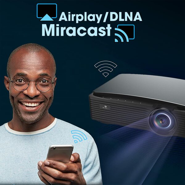 ZEBRONICS Zeb-PIXAPLAY 16 Android Smart LED Projector with Dual Band WiFi/BT v5.1, FHD 1080p, Apps, Miracast DLNA/Airplay Support, 4000 Lumen, 30000H lifespan, 2X HDMI, E-Focus and Remote Control - Image 8