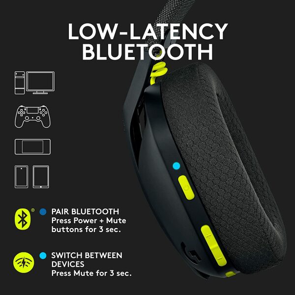Logitech G435 Lightspeed and Bluetooth Wireless Over Ear Gaming Headphones - Lightweight with Dual mics, 18h Battery, Compatible with Dolby Atmos, PC, PS4, PS5, Mobile - White - Image 26