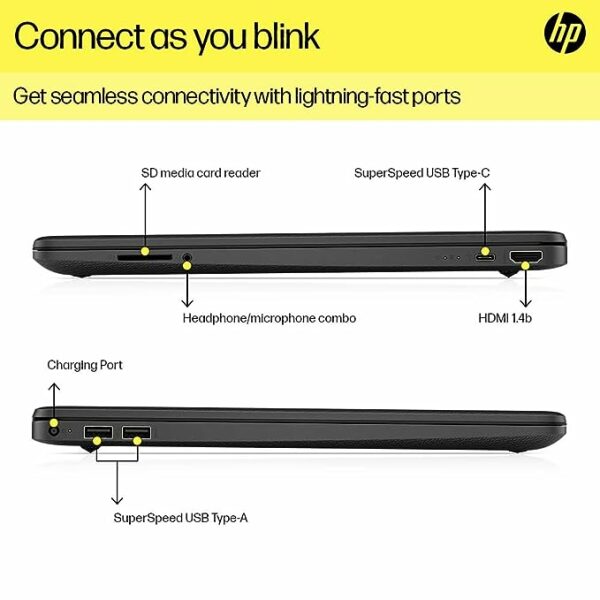 HP Laptop 15s, Intel Core i3-1115G4, 14 inch(35.6cm) HD Laptop(8GB RAM,512GB SSD,Intel UHD Graphics,Dual Speakers,Win 11,Alexa,Numeric Keypad,1.69 Kgs,Jet Black) 15s-fq2738TU - Image 2