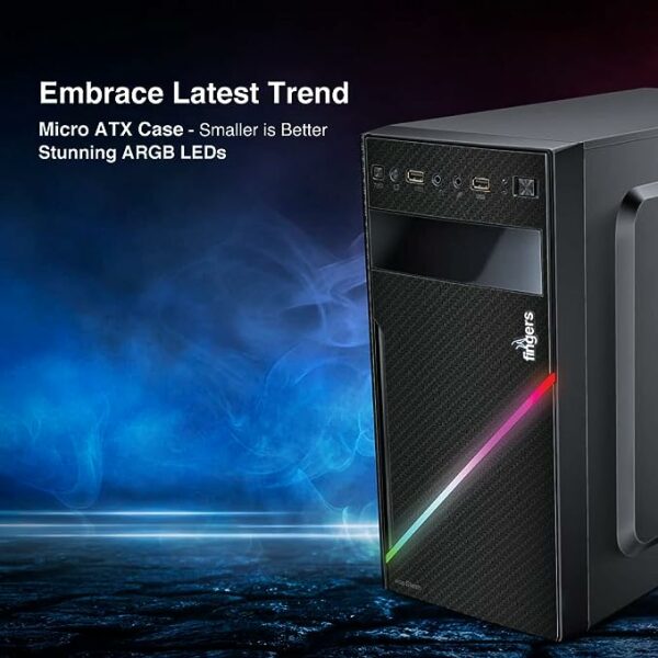 FINGERS RGB-Slash Polycarbonate Computer Case - Black - Image 5