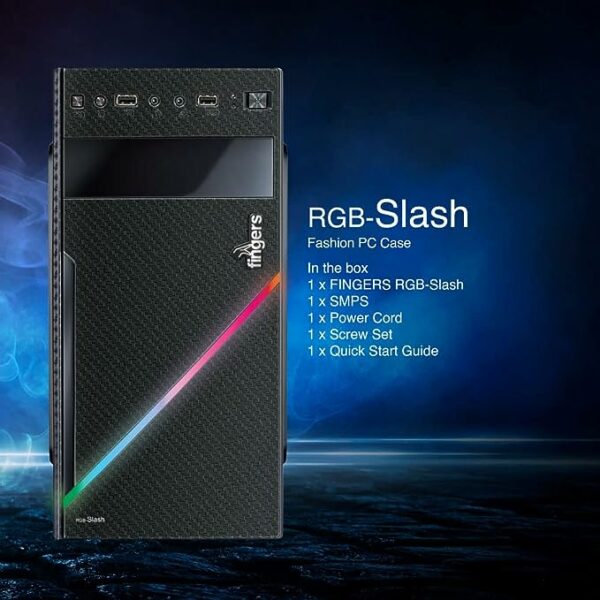 FINGERS RGB-Slash Polycarbonate Computer Case - Black - Image 2