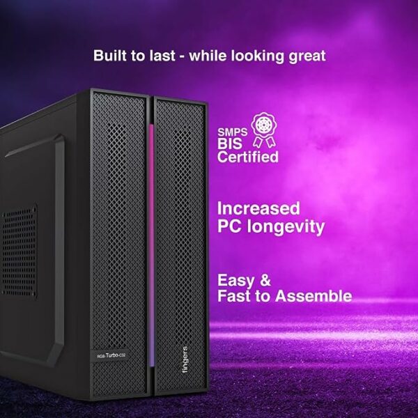 FINGERS RGB-Turbo-C32 Super Compact Micro ATX PC Cabinet with ARGB LEDs (1 x USB 3.0, 1 x USB 2.0, HD Audio, Mic in Port, SMPS Bundled) - Image 3