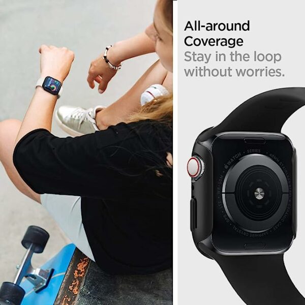 Spigen Thin Fit Cover Case Compatible with Apple Watch Series SE2 | 6 | SE | 5 | 4 (40mm) - Black (Watch not Included) - Image 3