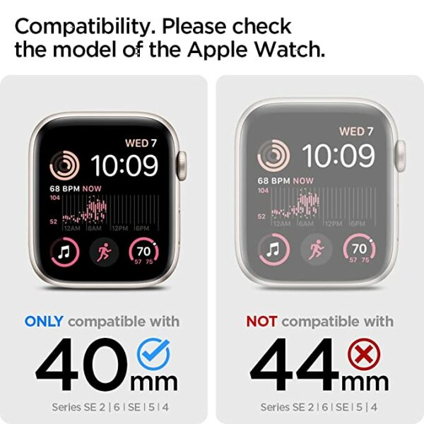 Spigen Thin Fit Cover Case Compatible with Apple Watch Series SE2 | 6 | SE | 5 | 4 (40mm) - Black (Watch not Included) - Image 6