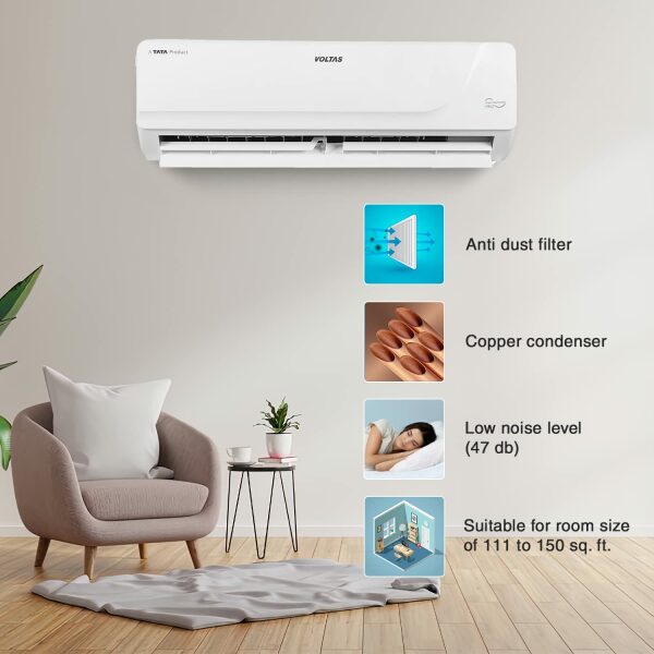 Voltas 1.5 Ton 3 Star, Inverter Split AC(Copper, 4 in 1 Adjustable Cooling, Anti-dust Filter, 2023 Model, 183V Vectra Platina, White) - Image 4