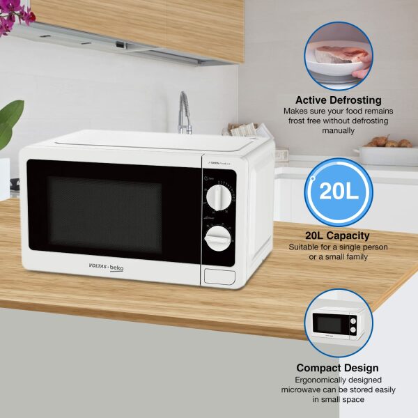 Voltas Beko, A Tata Product 20L, 700W smart solo Microwave oven (MS20MPW10, White) - Image 2