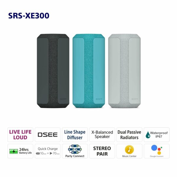 Sony SRS-XE300 X-Series Wireless Portable-Bluetooth-Speaker, IP67 Waterproof, Dustproof and Shockproof with 24 Hour Battery Life - Black - Image 28