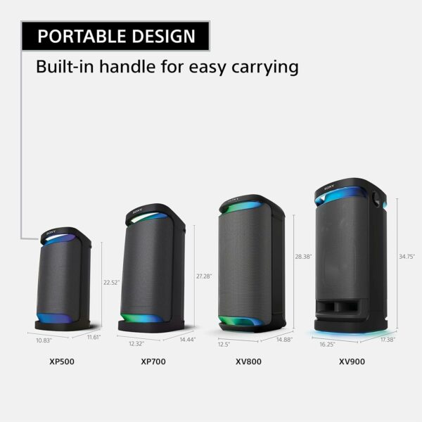 Sony SRS-XV800 Tuned for India X-Series Wireless Portable BT Karaoke Party Speaker IPX4 Splash-Resistant with 25Hr-Battery,Built-in Handle & Wheels,Powerful Sound,Mic/Guitar,Power Bank,Ambient Light - Image 4