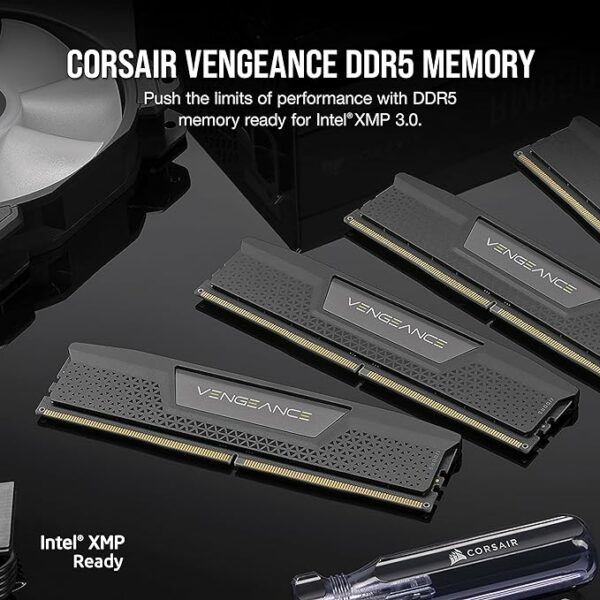 Corsair Vengeance DDR5 32GB (2x16GB) 6000MHz C40 Intel Optimised Desktop Memory (Onboard Voltage Regulation, Custom XMP 3.0 Profiles, Compact Form-Factor, Solid Aluminum Heatspreader) Black - Image 7