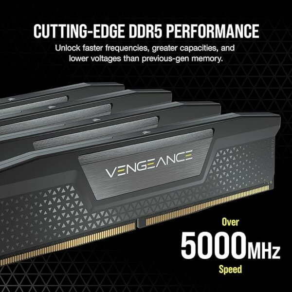Corsair Vengeance DDR5 32GB (2x16GB) 6000MHz C40 Intel Optimised Desktop Memory (Onboard Voltage Regulation, Custom XMP 3.0 Profiles, Compact Form-Factor, Solid Aluminum Heatspreader) Black - Image 6