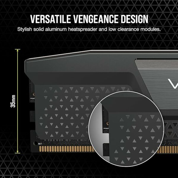 Corsair Vengeance DDR5 32GB (2x16GB) 6000MHz C40 Intel Optimised Desktop Memory (Onboard Voltage Regulation, Custom XMP 3.0 Profiles, Compact Form-Factor, Solid Aluminum Heatspreader) Black - Image 4