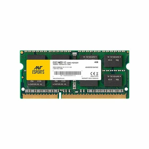 Ant Esports 690 NEO VS 4GB (1 * 4GB) DDR3 1600 MHz CL 11-11-11-28 SO-DIMM Laptop Memory - AE4GD3S16M16C