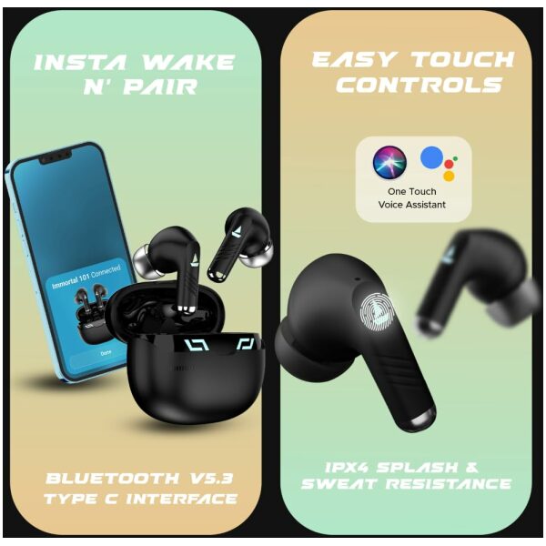 boAt Immortal 101 TWS Earbuds with Beastᵀᴹ Mode(40ms Low Latency), 30 HRS Playtime, Blazing LEDs, Quad Mics with ENxᵀᴹ Tech, ASAPᵀᴹ Charge & BTv5.3 - Image 13