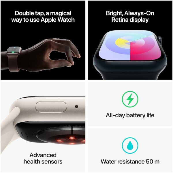 Apple Watch Series 9 [GPS 45mm] Smartwatch with Fitness Tracker, Blood Oxygen & ECG Apps, Always-On - Image 6