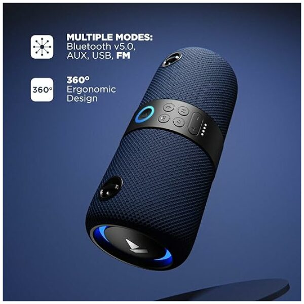 boAt Stone 1208 Bluetooth Speaker with Upto 9 Hours Playback, RGB LEDs, True Wireless Feature, Carry Strap, IPX7 and Ergonomical Design(Black) - Image 3