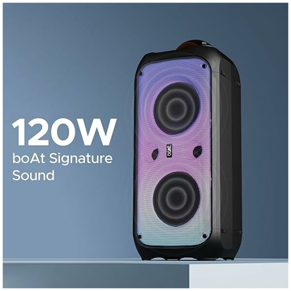 boAt Partypal 300 Speaker with 120 W Signature Sound, Up to 6 hrs Playtime, Built-in Mic, TWS Mode, Bluetooth v5.3, AUX Port, & USB Type-C Port(Premium Black) - Image 7