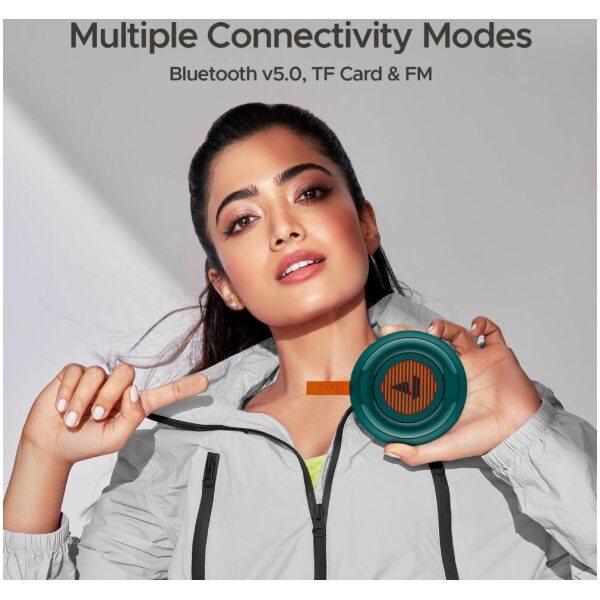 boAt Stone 105 5W Portable Bluetooth Speaker 11 Hours of Total Playtime, Multi-Modes : Bluetooth, TF, FM, Instant Voice Assistant and Built in Mic, Soldier Green - Image 5