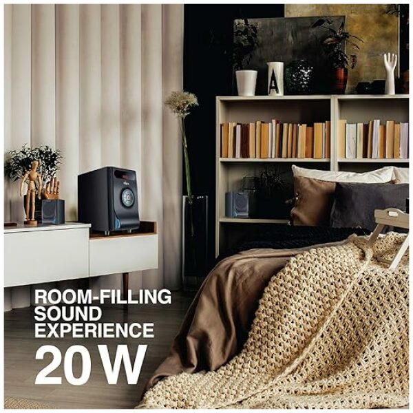 FINGERS Joshhh Wooden encased Multimedia 2.1 Speaker [Deep Bass 20 Watts | Remote Control | LED Light Effects | Bluetooth, FM Radio, USB, MicroSD, AUX (RCA)] - Image 5