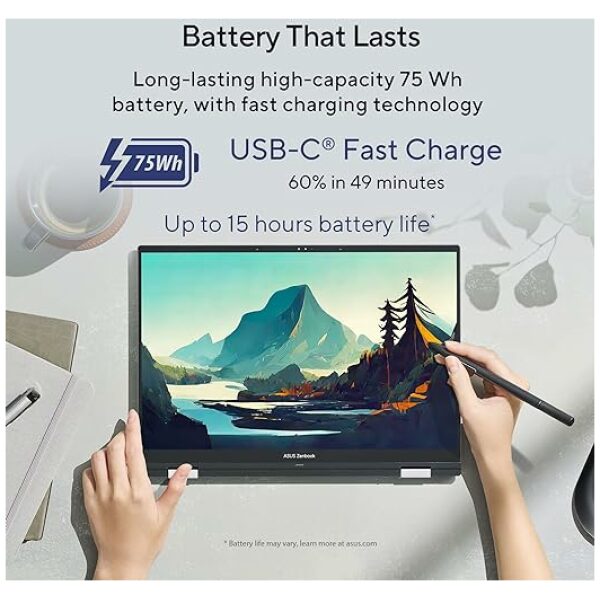 ASUS Zenbook 14 Flip OLED (2023), Intel Core EVO i5-1340P 13th Gen, 14" (35.56 cm) 2.8K 90Hz OLED, Thin & Light Laptop (16GB/512GB SSD/Windows 11/Office 2021/75WHr/Silver/1.5 kg) UP3404VA-KN543WS - Image 3