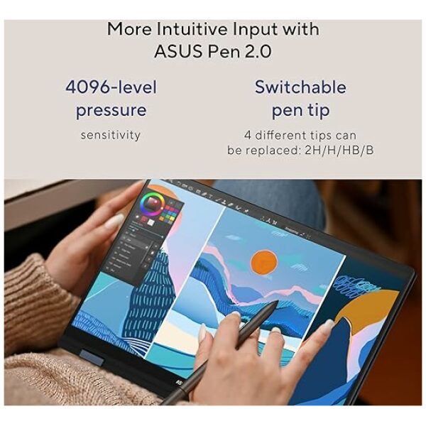 ASUS Zenbook 14 Flip OLED (2023), Intel Core EVO i5-1340P 13th Gen, 14" (35.56 cm) 2.8K 90Hz OLED, Thin & Light Laptop (16GB/512GB SSD/Windows 11/Office 2021/75WHr/Silver/1.5 kg) UP3404VA-KN543WS - Image 2