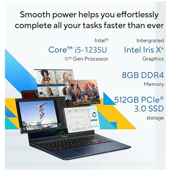 ASUS Vivobook 15, Intel Core i5-1235U 12th Gen, 15.6" (39.62 cm) FHD, Thin and Light Laptop (8GB RAM/512GB SSD/Windows 11 Home/Office 2021/Backlit Keyboard/Quiet Blue/1.7 kg), X1504ZA-NJ521WS - Image 5