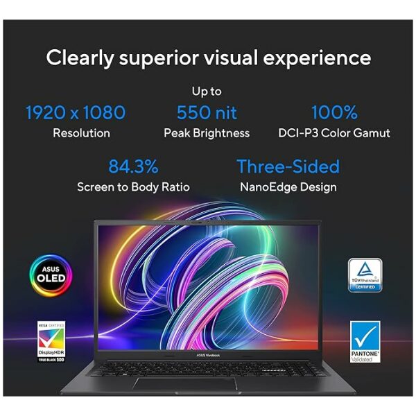 ASUS Vivobook 15X OLED (2023), Intel Core i5-1340P 13th Gen, 15.6" (39.62 cm) FHD OLED, Thin & Light Laptop (16GB/512GB SSD/Iris Xᵉ Graphics/Win 11/Office 2021/Black/1.6 kg), K3504VA-LK541WS - Image 5