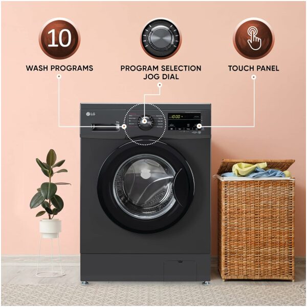 LG 9 Kg 5 Star Inverter Touch panel Fully-Automatic Front Load Washing Machine with In-Built Heater (FHM1409BDM, Middle Black, Steam for Hygiene Wash) - Image 7
