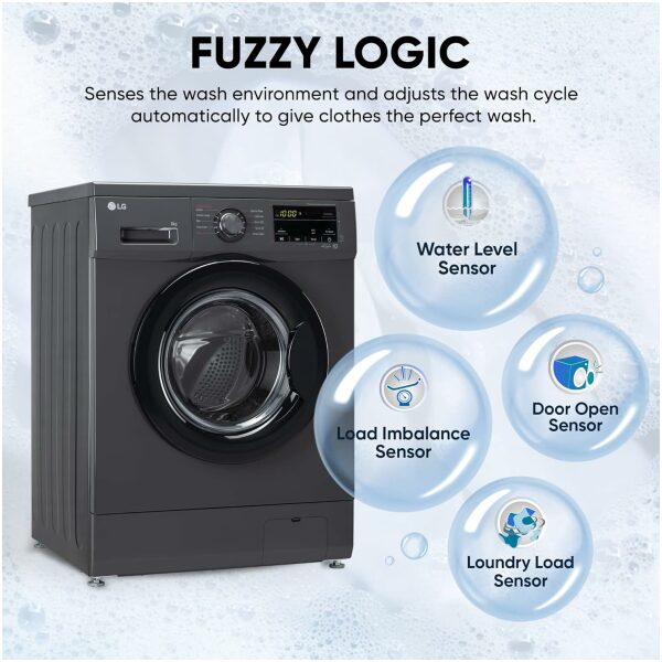 LG 9 Kg 5 Star Inverter Touch panel Fully-Automatic Front Load Washing Machine with In-Built Heater (FHM1409BDM, Middle Black, Steam for Hygiene Wash) - Image 6
