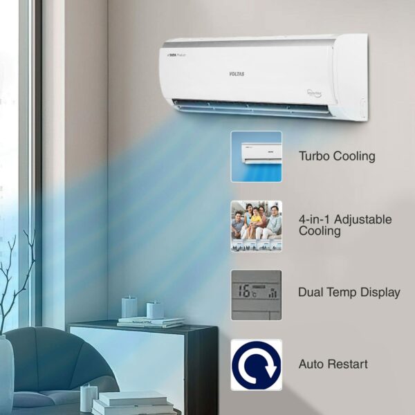 Voltas 1 Ton 5 Star, Inverter Split AC(Copper, 4-in-1 Adjustable Mode, Anti-dust Filter, 2023 Model, 125V Vectra Elite, White) - Image 6