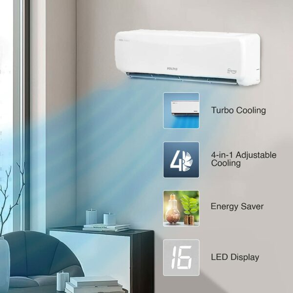 Voltas 1.5 Ton 3 Star, Inverter Split AC(Copper, 4-in-1 Adjustable Mode, Anti-dust Filter, 2023 Model, 183V Vectra Prime, White) - Image 4