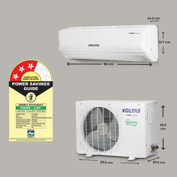 Voltas 1.5 Ton 3 Star, Inverter Split AC(Copper, 5-in-1 Adjustable Mode, Anti-dust Filter, 2023 Model, 183V Vertis Emerald, White) - Image 5