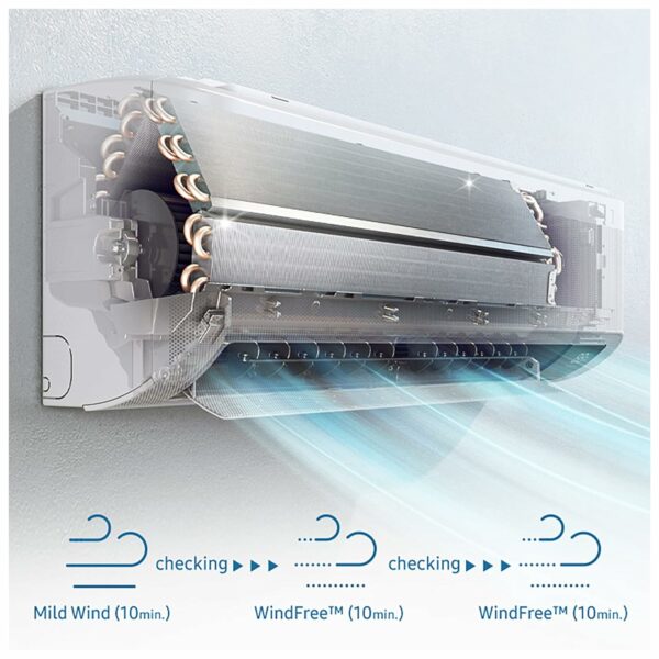 Samsung 1 Ton 5 Star Inverter Split AC (Copper, Convertible 5-in-1 Cooling Mode, Anti-bacterial Filter, 2023 Model AR12CY5ZAGD White) - Image 2