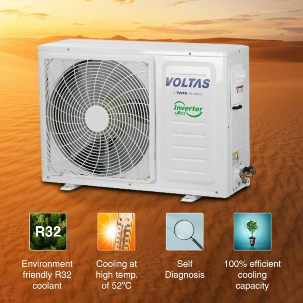 Voltas 1.5 Ton 3 Star, Inverter Split AC(Copper, 5-in-1 Adjustable Mode, Anti-dust Filter, 2023 Model, 183V Vertis Emerald, White) - Image 7