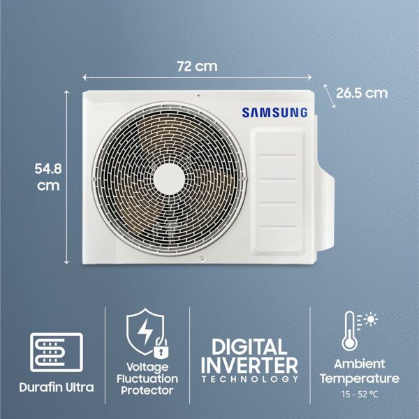 Samsung 1 Ton 5 Star Inverter Split AC (Copper, Convertible 5-in-1 Cooling Mode, Anti-bacterial Filter, 2023 Model AR12CY5ZAGD White) - Image 4
