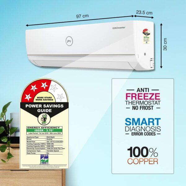 Godrej 1.5 Ton 3 Star Inverter Split AC (AC 1.5T GIC 18TTC3-GVA, Nano-Coated anti-viral filter) - Image 3