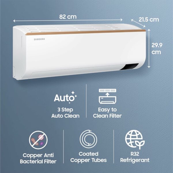 Samsung 1 Ton 5 Star Inverter Split AC (Copper, Convertible 5-in-1 Cooling Mode, Anti-bacterial Filter, 2023 Model AR12CY5ZAGD White) - Image 3